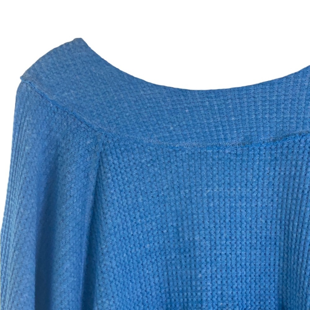 Free People West End Waffle Knit Thermal Top Blue Skies Size XS - Picture 5 of 7